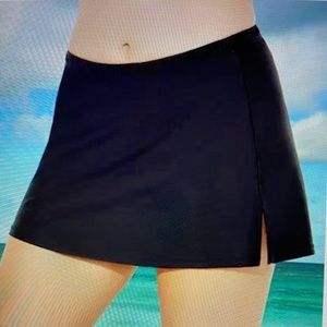 Black Side Slit Swim Skirt with Built in Briefs